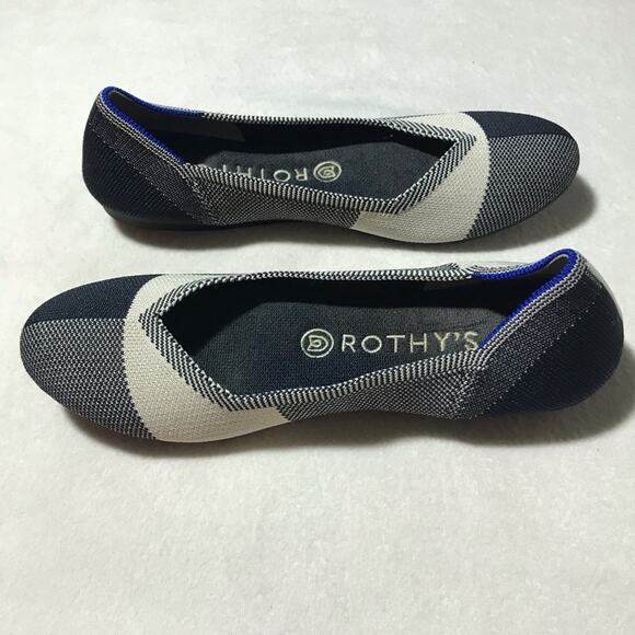 Rothy’s the flat round cap toe white black checkered 8 retired buffalo pattern - Picture 5 of 6